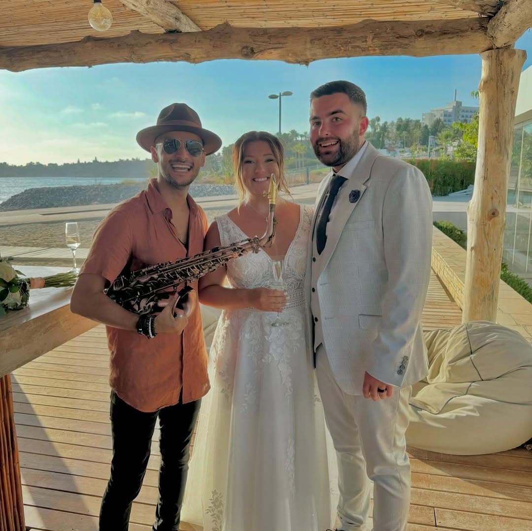 Victor Jazz at Coral Residences — sunset wedding performance Cyprus