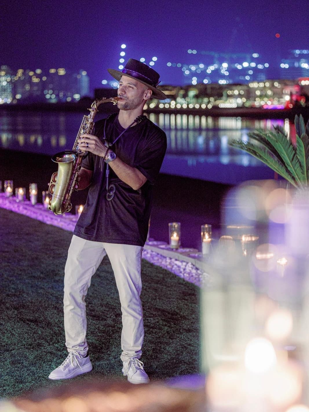 Victor Jazz wedding saxophonist full performance shot Cyprus