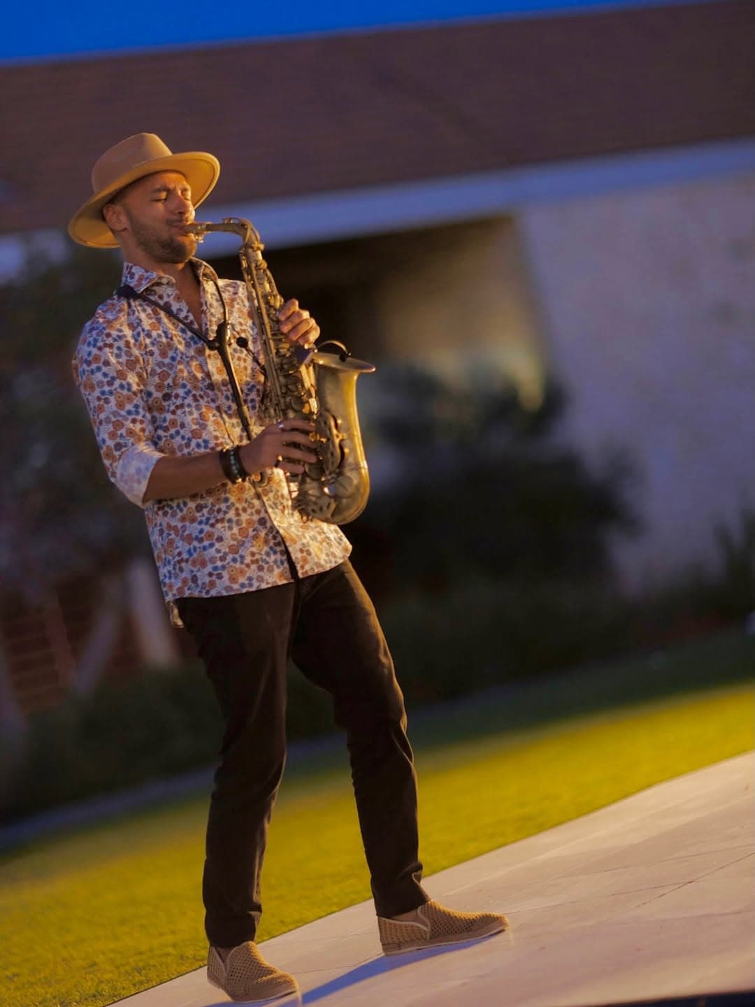 Victor Jazz playing saxophone at Minths Resort wedding venue Cyprus